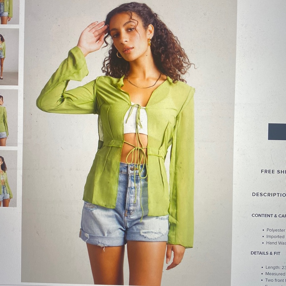 Sheer 90’s green open front blouse